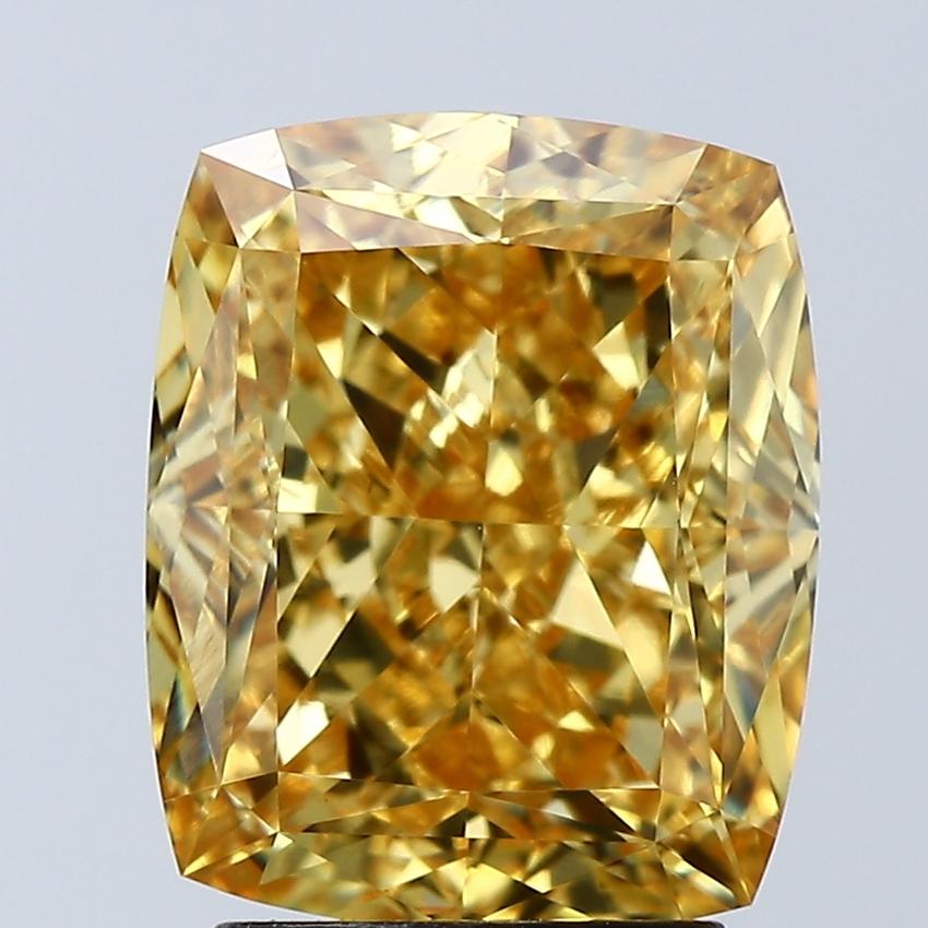 4.03 Ct. Fancy Vivid Yellow Cushion Lab Grown Diamond