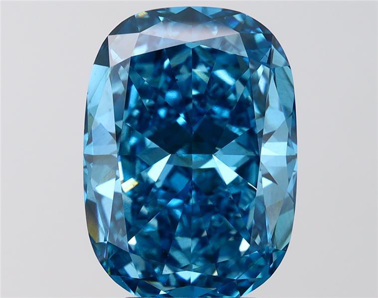 6.40 Ct. Fancy Vivid  Blue Cushion Lab Grown Diamond