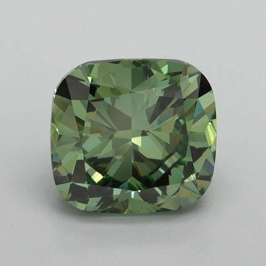 2.00 Ct. Fancy Vivid Pacific Green Cushion Lab Grown Diamond