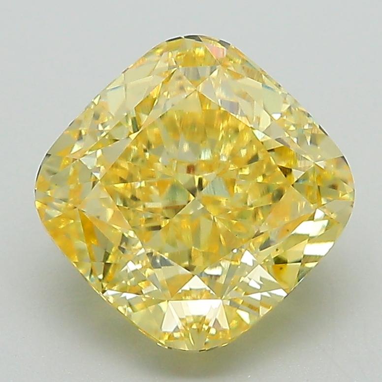 3.06 Ct. Fancy Intense Yellow Cushion Lab Grown Diamond