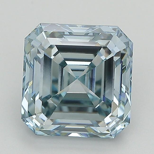 5.08 Ct. Fancy Greenish Blue Asscher Lab Grown Diamond