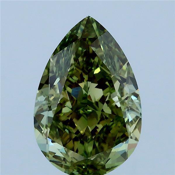3.24 Ct. Fancy Vivid Green Pear Lab Grown Diamond