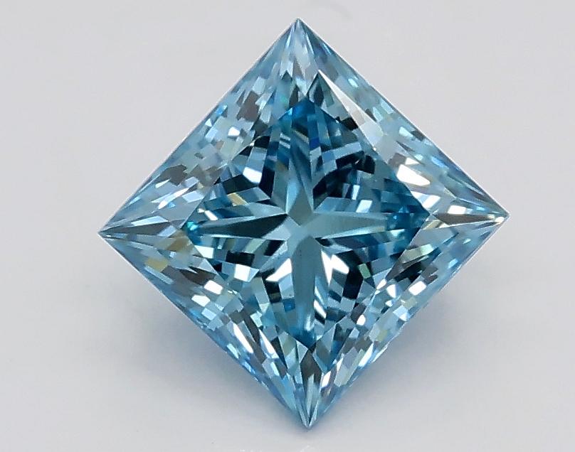 1.11 Ct. Fancy Intense Greenish Blue Princess Lab Grown Diamond