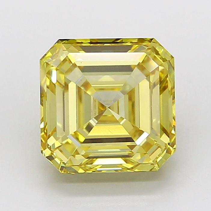 4.57 Ct. Fancy Intense  Yellow Asscher Lab Grown Diamond