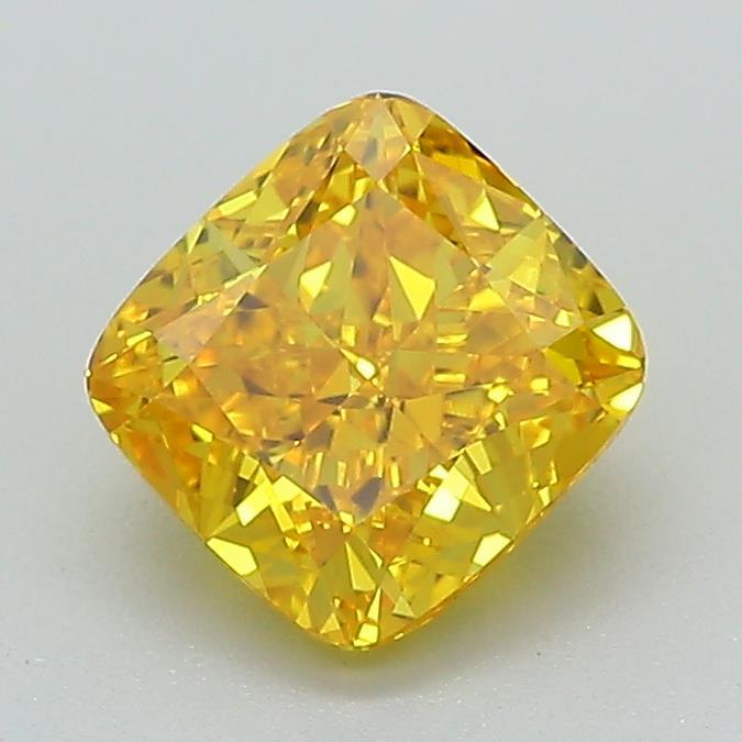 1.31 Ct. Fancy Vivid Orangy Yellow Cushion Lab Grown Diamond