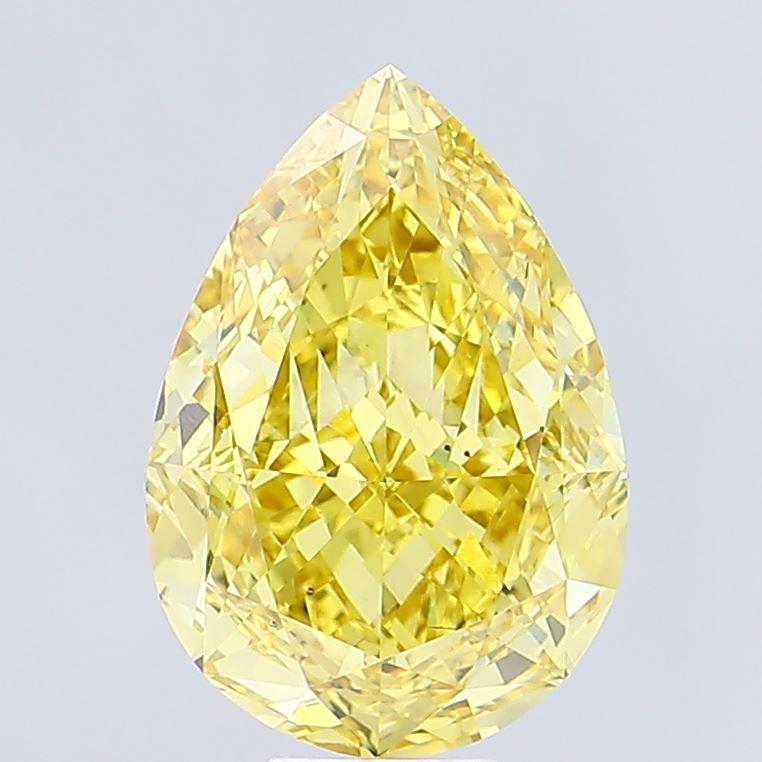 12.13 Ct. Fancy Vivid Yellow Pear Lab Grown Diamond