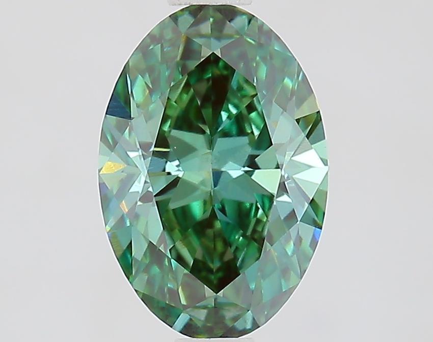 1.10 Ct. Fancy Vivid Green Oval Lab Grown Diamond
