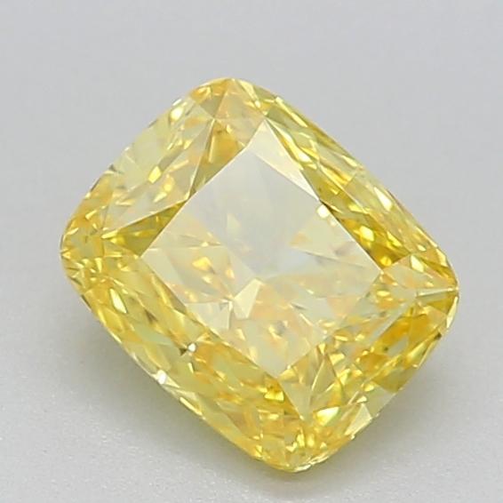 0.71 Ct. Fancy Vivid  Yellow Cushion Lab Grown Diamond