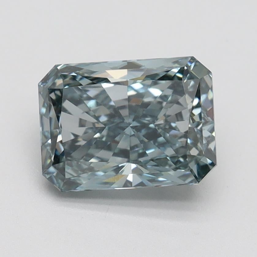 1.63 Ct. Fancy Vivid Greenish Blue Radiant Lab Grown Diamond