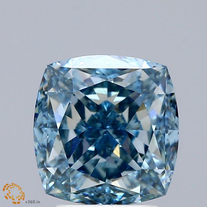 4.01 Ct. Fancy Vivid Blue Cushion Lab Grown Diamond