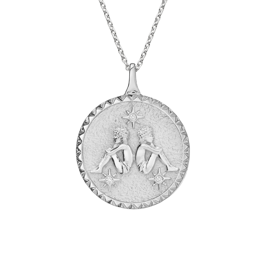Diamond Accented Gemini Zodiac Necklace 