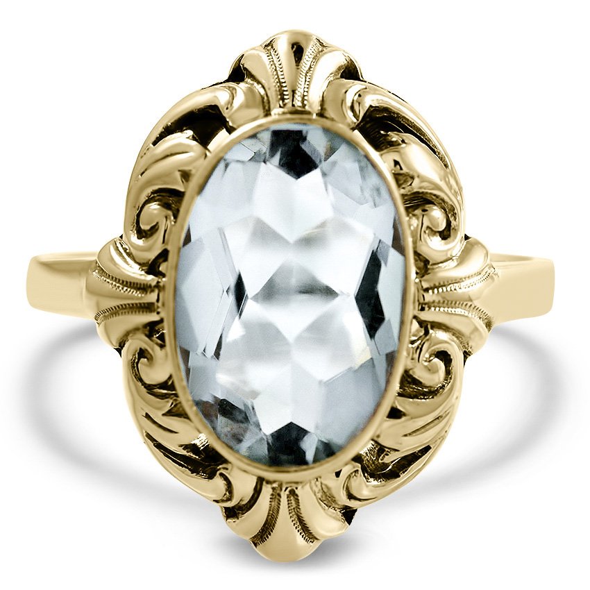 Art Nouveau Aquamarine Cocktail Ring