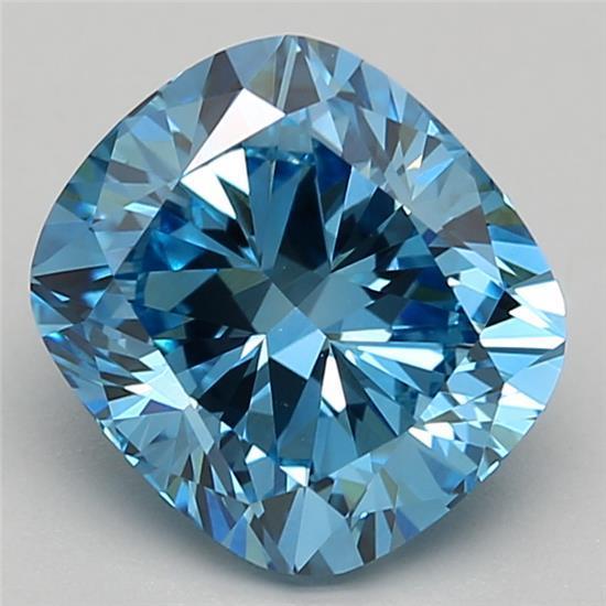 2.34 Ct. Fancy Vivid Blue Cushion Lab Grown Diamond
