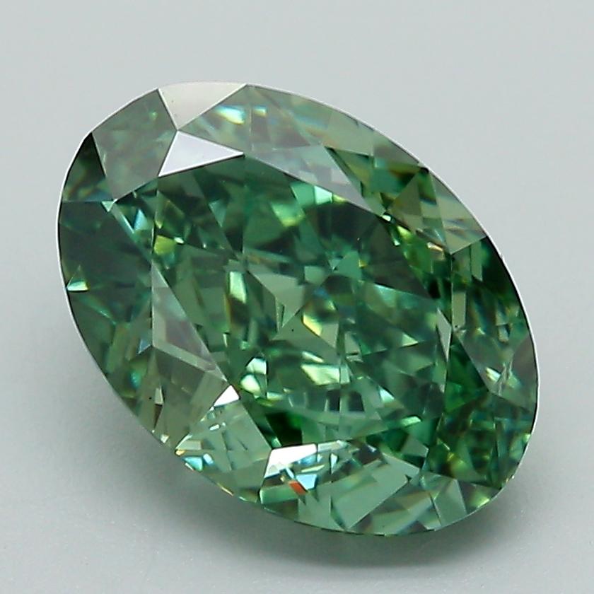 3.06 Ct. Fancy Vivid Green Oval Lab Grown Diamond