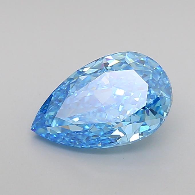 1.2 Ct. Fancy Vivid Greenish Blue Pear Lab Grown Diamond