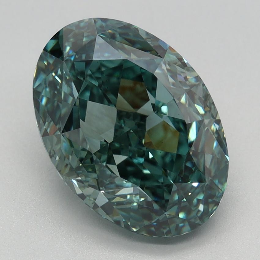 3.69 Ct. Fancy Vivid Green Oval Lab Grown Diamond