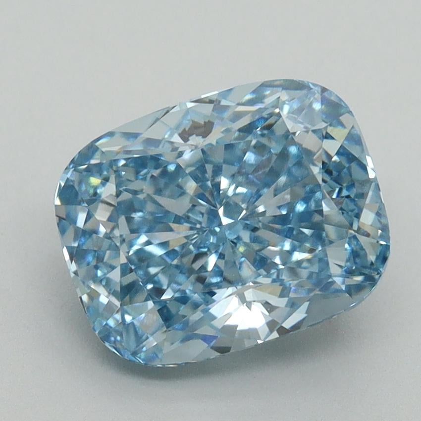 3.07 Ct. Fancy Vivid Malibu Blue Cushion Lab Grown Diamond