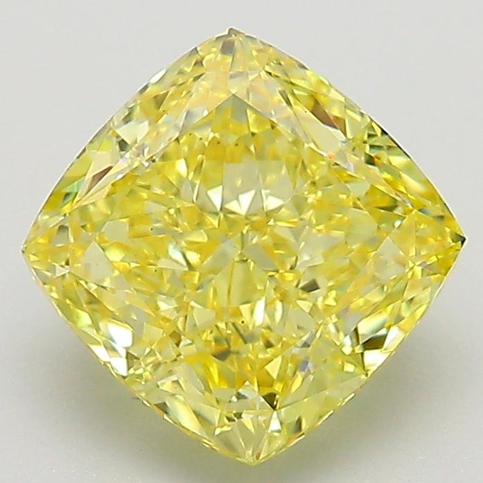 2.53 Ct. Fancy Vivid  Yellow Cushion Lab Grown Diamond