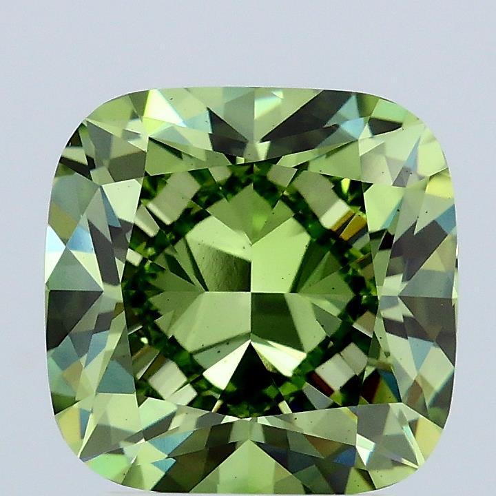3.00 Ct. Fancy Vivid Green Cushion Lab Grown Diamond