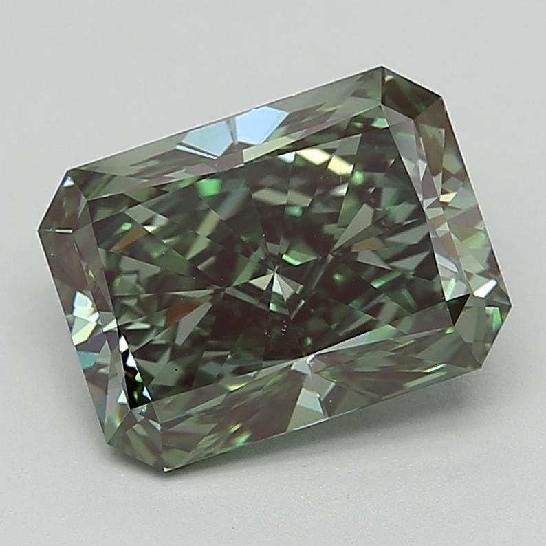 5.02 Ct. Fancy Vivid Greyish Green Radiant Lab Grown Diamond
