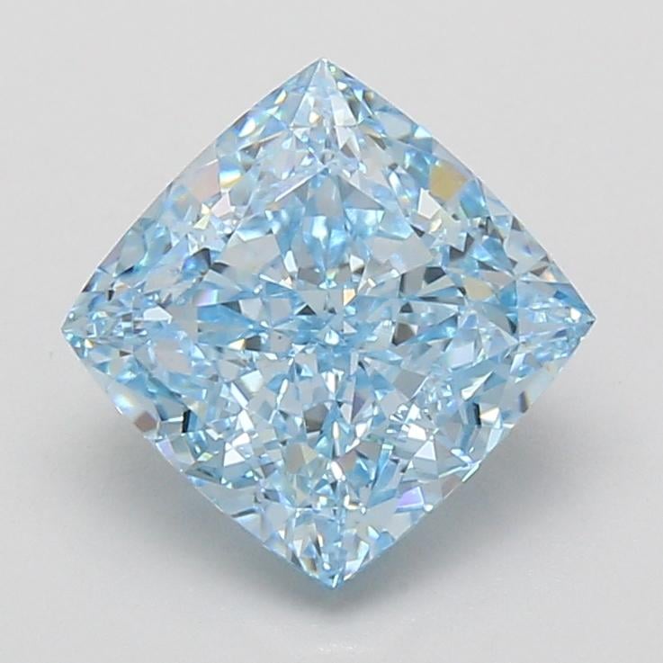 3.11 Ct. Fancy Vivid Blue Cushion Lab Grown Diamond