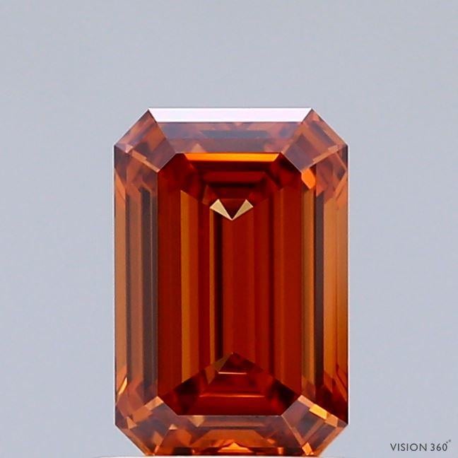 1.23 Ct. Fancy Vivid  Orange Emerald Lab Grown Diamond