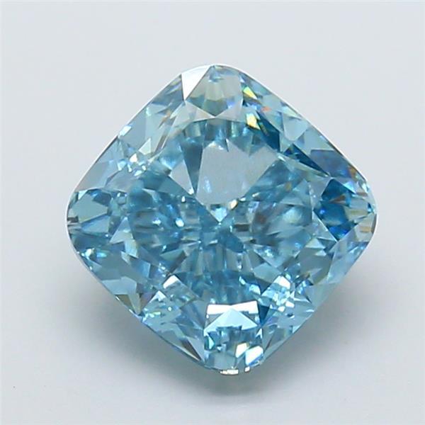 2.83 Ct. Fancy Vivid  Blue Cushion Lab Grown Diamond