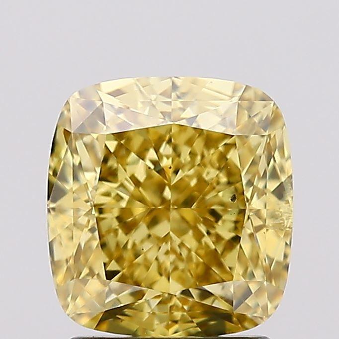 2.14 Ct. Fancy Vivid Yellow Cushion Lab Grown Diamond