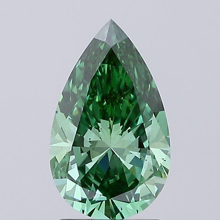 2.05 Ct. Fancy Vivid Green Pear Lab Grown Diamond