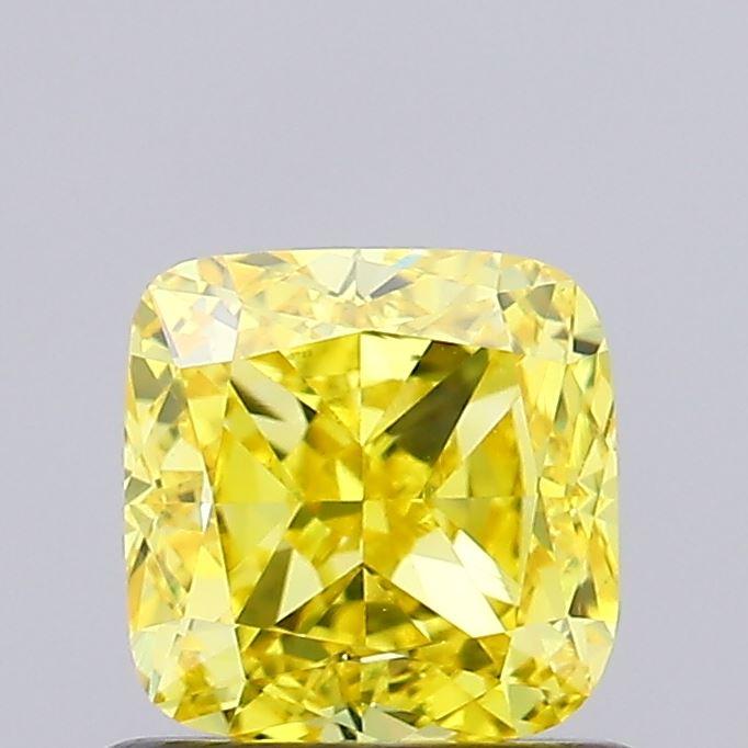 0.95 Ct. Fancy Vivid Yellow Cushion Lab Grown Diamond