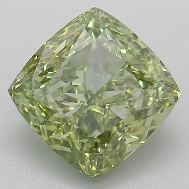 1.03 Ct. Fancy Vivid Green Cushion Lab Grown Diamond