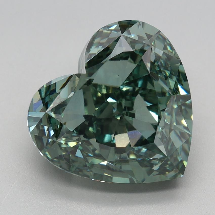 4.21 Ct. Fancy Vivid Green Heart Lab Grown Diamond