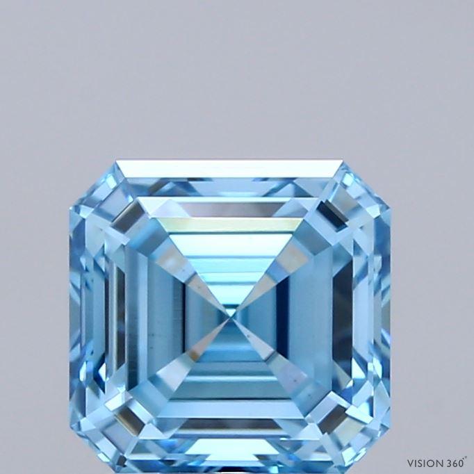 2.11 Ct. Fancy Vivid Blue Asscher Lab Grown Diamond