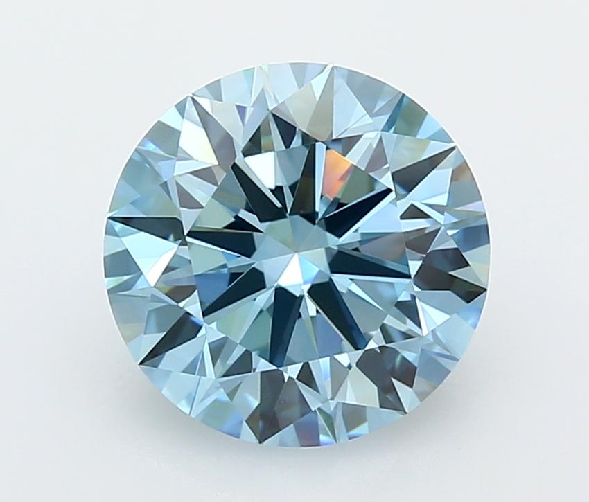 4.21 Ct. Fancy Vivid  Blue Round Lab Grown Diamond