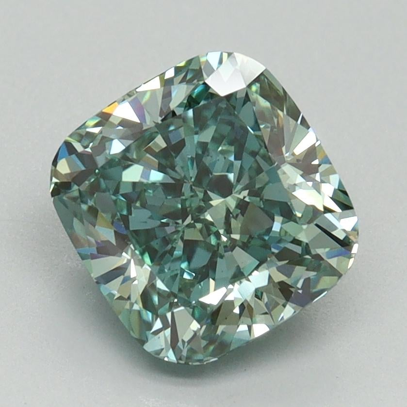 2.31 Ct. Fancy Vivid Green Cushion Lab Grown Diamond