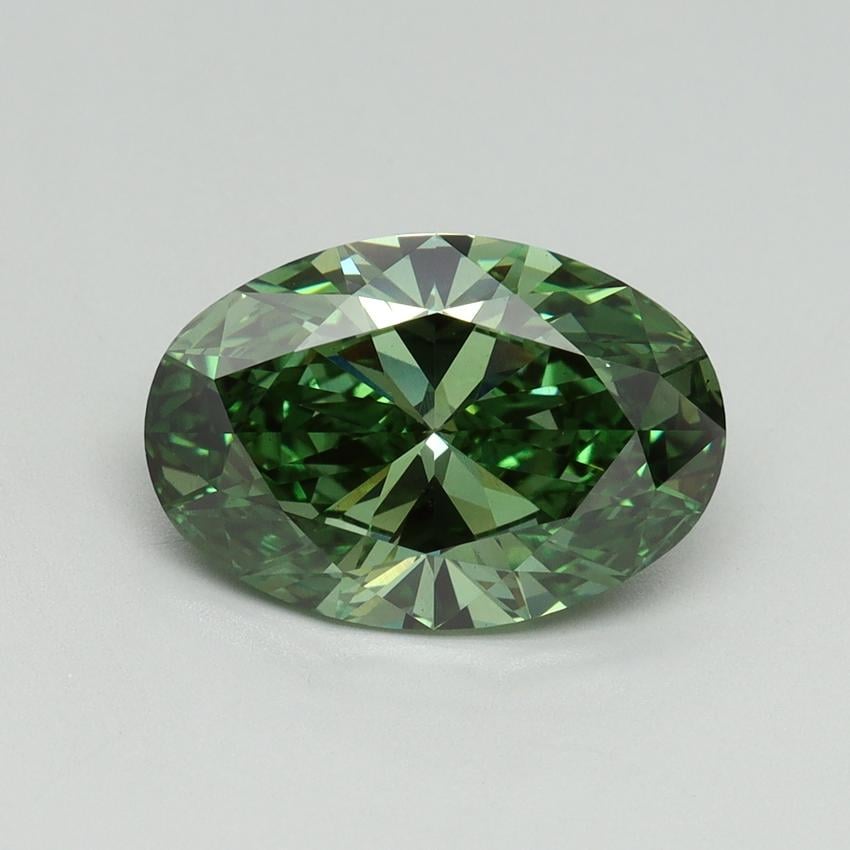 3.03 Ct. Fancy Vivid Green Oval Lab Grown Diamond