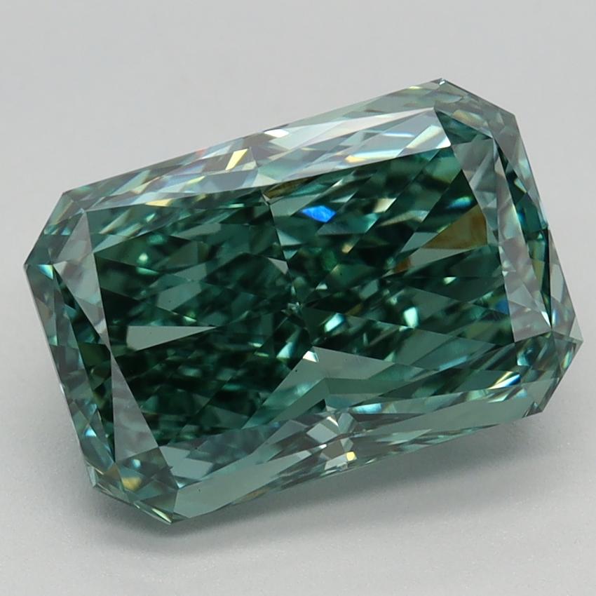 3.37 Ct. Fancy Vivid Green Radiant Lab Grown Diamond