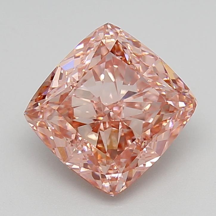 4.11 Ct. Fancy Vivid  Pink Cushion Lab Grown Diamond