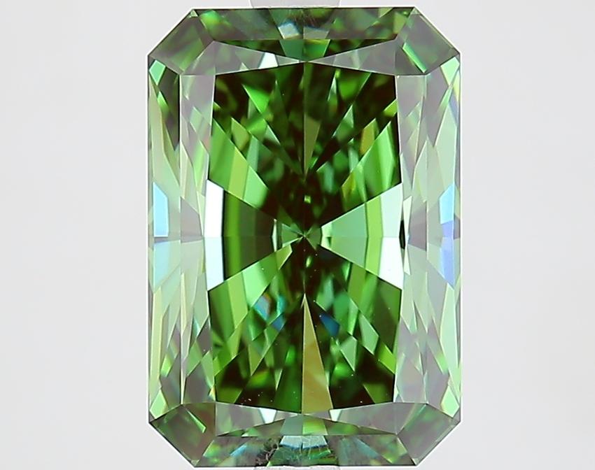 4.09 Ct. Fancy Vivid Green Radiant Lab Grown Diamond
