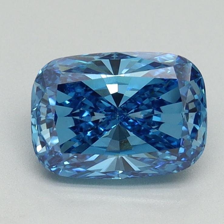 1.37 Ct. Fancy Vivid Blue Cushion Lab Grown Diamond