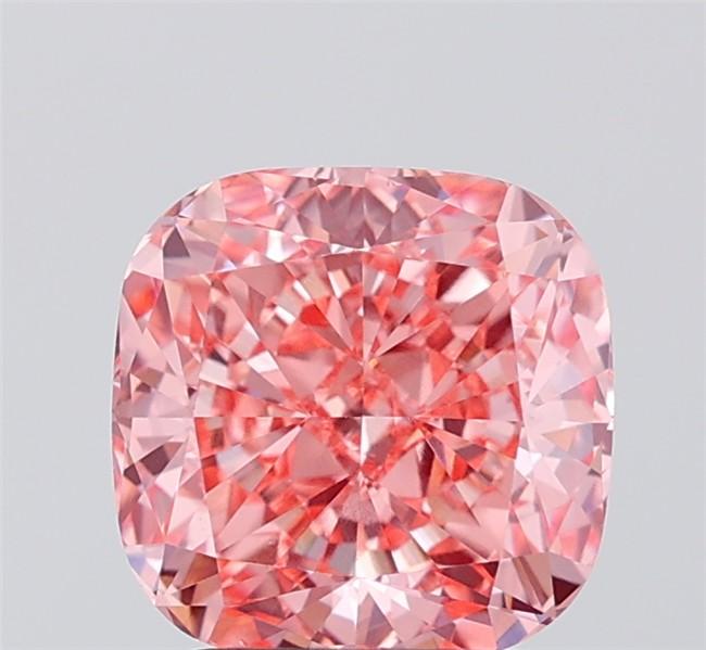 3.04 Ct. Fancy Vivid  Pink Cushion Lab Grown Diamond