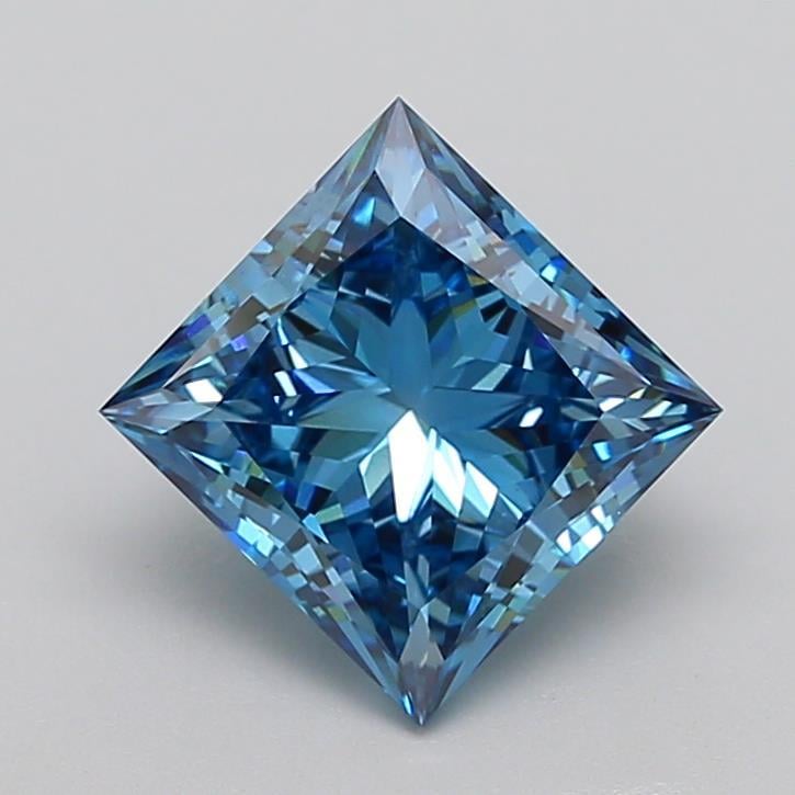 4.09 Ct. Fancy Vivid  Blue Princess Lab Grown Diamond