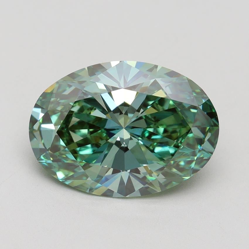 4.18 Ct. Fancy Vivid Green Oval Lab Grown Diamond