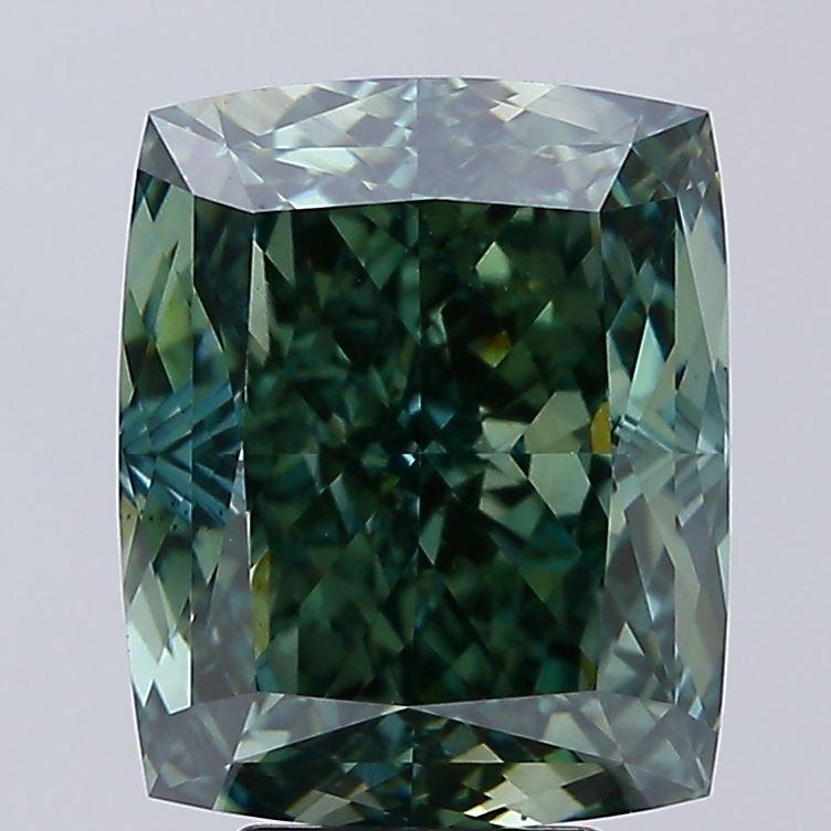 6.05 Ct. Fancy Vivid Green Cushion Lab Grown Diamond