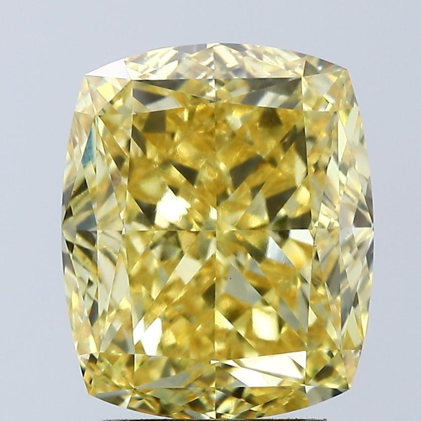 4.03 Ct. Fancy Vivid Yellow Cushion Lab Grown Diamond