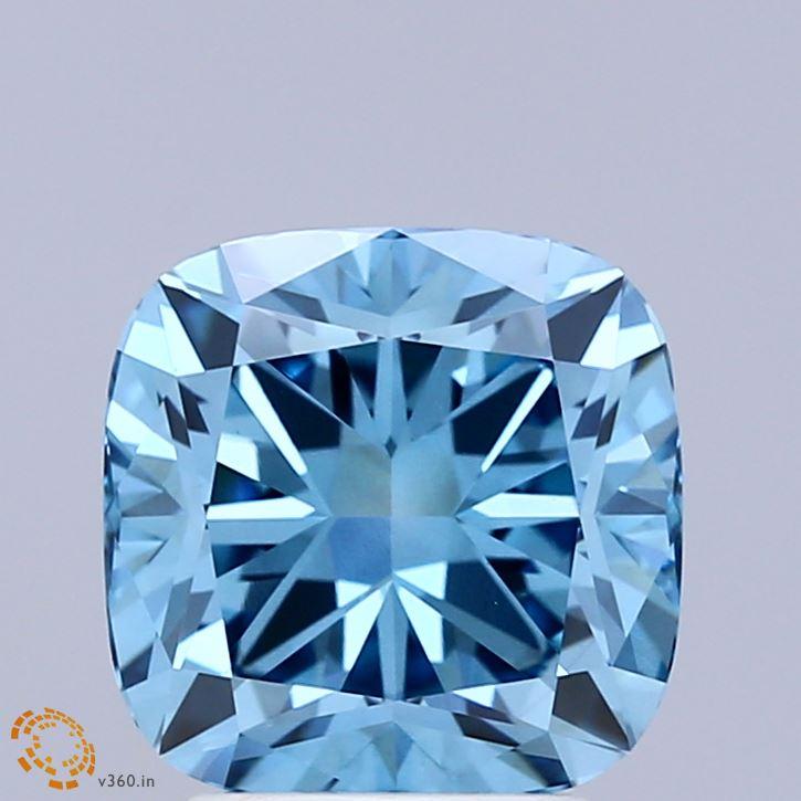 3.21 Ct. Fancy Vivid Blue Cushion Lab Grown Diamond