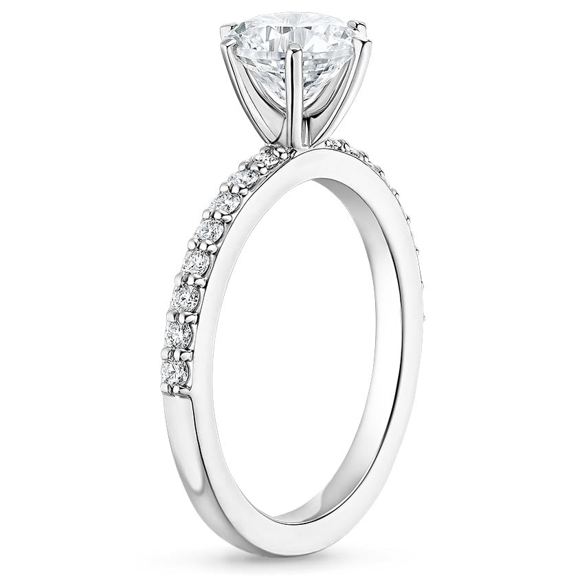 18K White Gold Six Prong Petite Shared Prong Diamond Ring (1/5 ct. tw.), large side view
