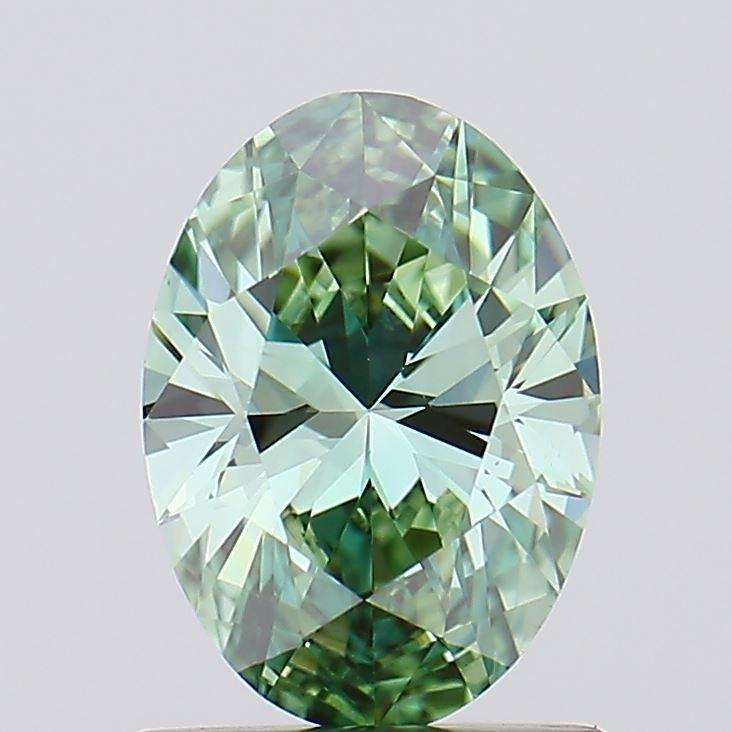 0.90 Ct. Fancy Vivid Green Oval Lab Grown Diamond