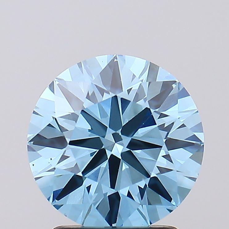 2.04 Ct. Fancy Vivid Blue Round Lab Grown Diamond