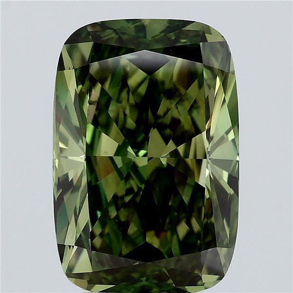 5.00 Ct. Fancy Vivid Green Cushion Lab Grown Diamond